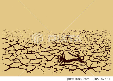 An empty waterskin lies on the ground. Vector drawing 105187684