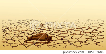 An empty waterskin lies on the ground. Vector drawing An empty waterskin lies on the ground. Vector drawing 105187686