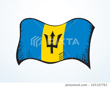 Flag of Barbados. Vector drawing icon Flag of Barbados. Vector drawing icon 105187761