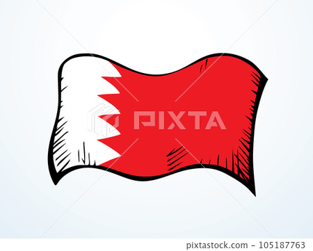 Flag of Bahrain. Vector drawing icon 105187763