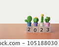 The year 2023 with Cactus model objects for background. 105188030