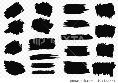Set of vector brushes. Black brush stroke. Text frames and grunge patches. 105188273