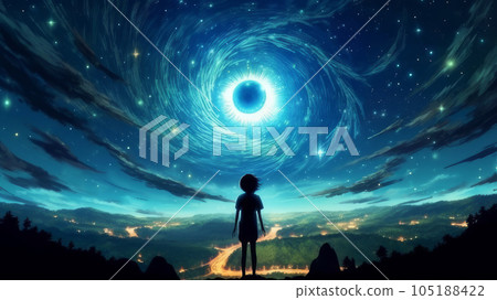 the cosmic eye hangs above the earth examining people the cosmic eye hangs above the earth examining people 105188422