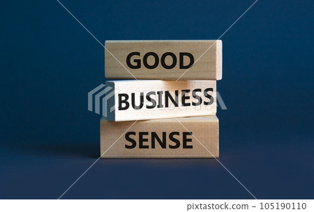 Good business sense symbol. Concept words 'Good business sense' on wooden blocks. Beautiful grey background. Copy space. Business and good business sense concept. Good business sense symbol. Concept words 'Good business sense' on wooden blocks. Beautiful grey background. Copy space. Business and good business sense concept. 105190110