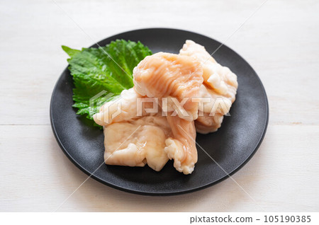 Shima intestine served on a plate Shima intestine served on a plate 105190385
