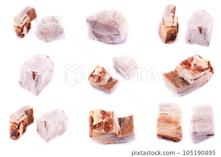 Collection of stone mineral Petrified wood 105190895