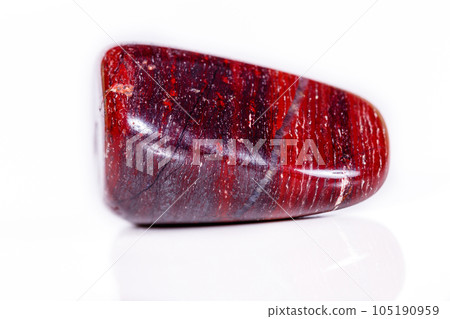 Macro mineral stone jasper "zebra iron" on a white background 105190959
