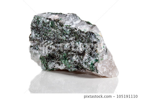 Macro mineral stone Fuchsite on a white background 105191110