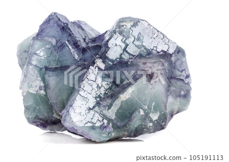 Macro mineral stone Fluorite on white background 105191113