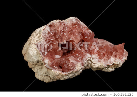 Macro mineral stone Pink Amethyst on a black background Macro mineral stone Pink Amethyst on a black background 105191125