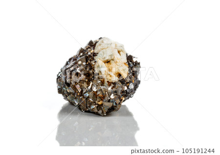 Macro mineral stone Arsenopyrite on a white background 105191244