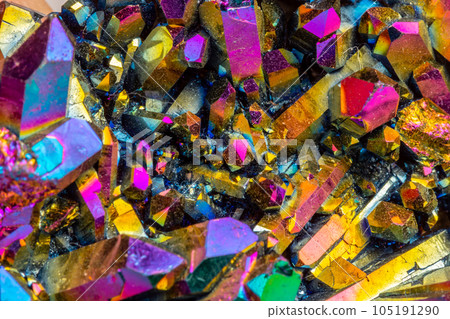 Macro mineral stone Titanium Quartz, Flame Aura Quartz on a white background Macro mineral stone Titanium Quartz, Flame Aura Quartz on a white background 105191290