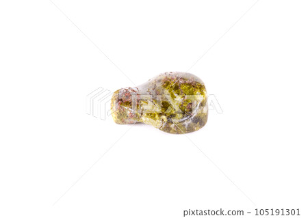 Macro mineral stone Serpentine on a white background 105191301