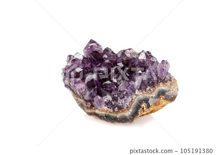 Amethyst Crystal Druse macro mineral on white background Amethyst Crystal Druse macro mineral on white background 105191380