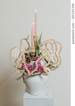 Christmas composition of fresh flowers 105191394