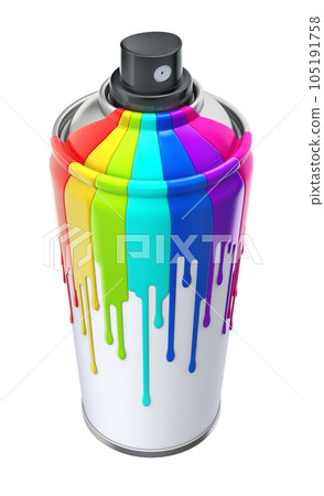 Colorful spray can isolated on white background - 3D illustration 105191758