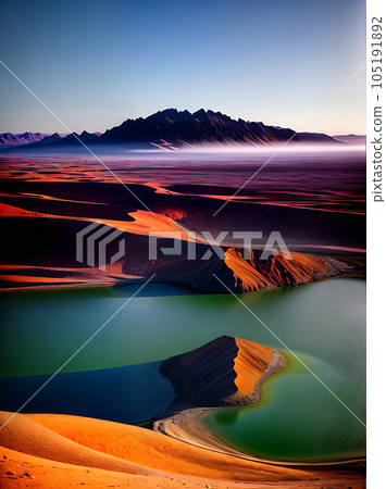 Desert fog 3D shadows neon color. 105191892
