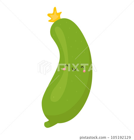 Cute cucumber in kawaii style. Cute cucumber in kawaii style. 105192129