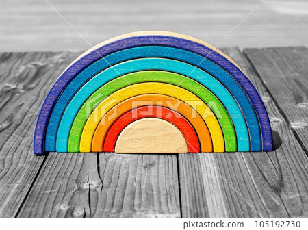 Rainbow toy, colored montessori game 105192730