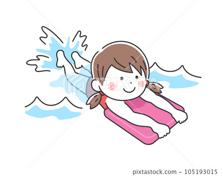 一個女孩在浮板上練習的插圖 一個女孩在浮板上練習的插圖 105193015