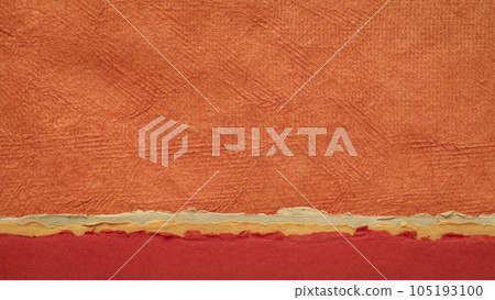 abstract landscape in orange and red tones - a collection of Huun papers handmade in Mexico 105193100