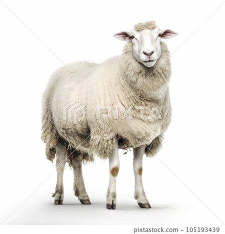 Sheep White background AI-generated image Generative AI Sheep White background AI-generated image Generative AI 105193439