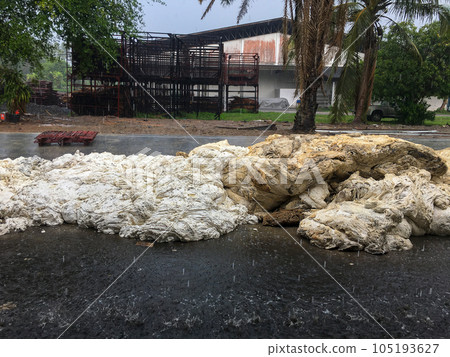 Rubber left over from the latex production process to be used to make other materials. Rubber left over from the latex production process to be used to make other materials. 105193627