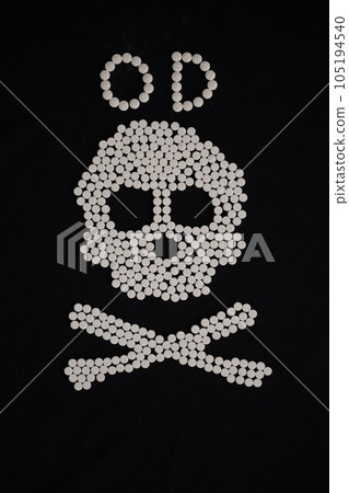 Skull and OD (overdose) characters drawn with a large amount of medicine (antidepressants, sleeping pills, sleeping pills, cough medicine, cold medicine, etc.) Skull and OD (overdose) characters drawn with a large amount of medicine (antidepressants, sleeping pills, sleeping pills, cough medicine, cold medicine, etc.) 105194540