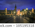 Wurzburg alte bridge at night, Franconia, Northern Bavaria, Germany 105195318