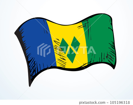 Saint Vincent flag. Vector drawing icon Saint Vincent flag. Vector drawing icon 105196318