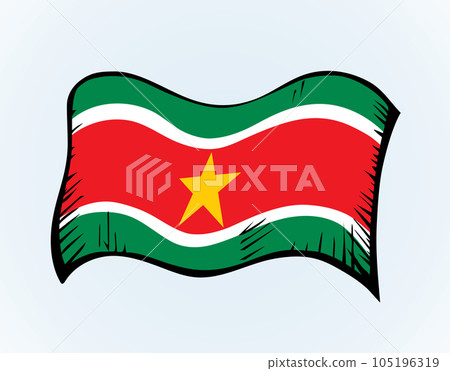 Flag of Suriname. Vector drawing sign Flag of Suriname. Vector drawing sign 105196319