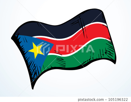 Flag of South Sudan. Vector drawing sign Flag of South Sudan. Vector drawing sign 105196322