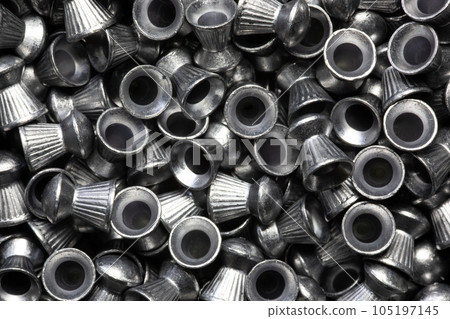 Closeup View of a Pile of Lead Air Gun Pellets Closeup View of a Pile of Lead Air Gun Pellets 105197145
