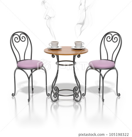 French sidewalk cafe - 3D illustration over white background 105198322