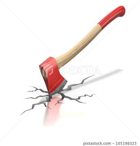 Red axe in the cracked floor Red axe in the cracked floor 105198325
