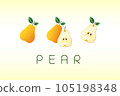 Logo pear. Graphic element for ecological products, cosmetics, grocery store. Vector illustration. 105198348