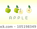 Apple logo. Graphic element for ecological products, cosmetics, grocery store. Vector illustration. 105198349
