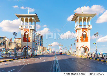 Stanley Bridge, popular architectural landmark of Alexandria, Egypt 105198527