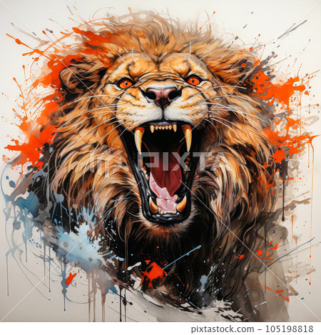 The face of an angry lion with red eyes, generation ai The face of an angry lion with red eyes, generation ai 105198818