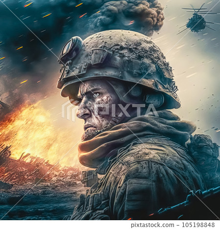 Portrait of a military man, participant in hostilities 105198848