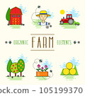 Set of farm vector illustrations in flat design. Set of icons in a linear style. Farm life. 105199370