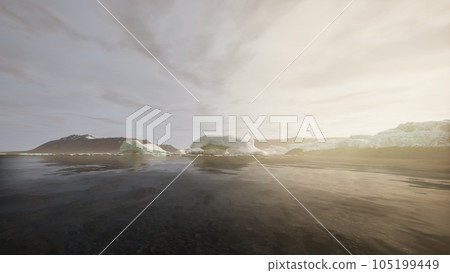 An Actively Calving Glacier with Wildlife 105199449