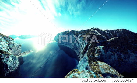 Aerial summer sky panorama view of norway mountains 105199454