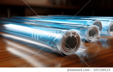 Plastic wrap roll, food wrap, or pliofilm is a thin plastic film typically used for sealing food items in containers to keep them fresh over a longer period of time. 105199523