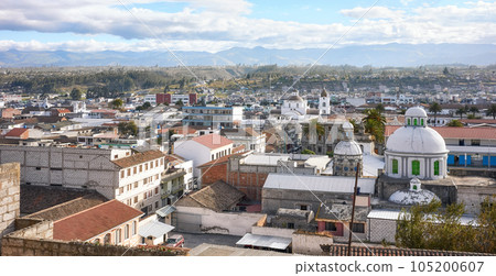 Panoramic view of Latacunga, capital of the Cotopaxi Province, Ecuador. 105200607