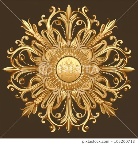Golden mandala on a brown background. Vector illustration for your design 105200718
