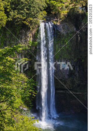 Kumamoto/Kyushu's representative large waterfall Gorogataki Falls in fresh greenery Kumamoto/Kyushu's representative large waterfall Gorogataki Falls in fresh greenery 105201823