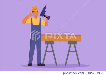 Carpentry woodwork industry carpenter with tools Vector Image