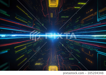 Virtual reality. Futuristic VR head-up display design. 105204348