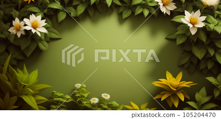 background with isolated green foliage and flowers background with isolated green foliage and flowers 105204470